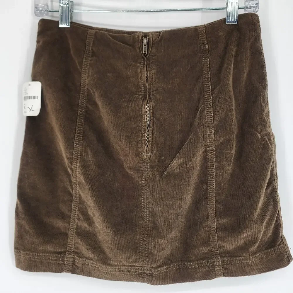 Free People Corduroy Mini Skirt Moss Green Women's Size 8 NWT